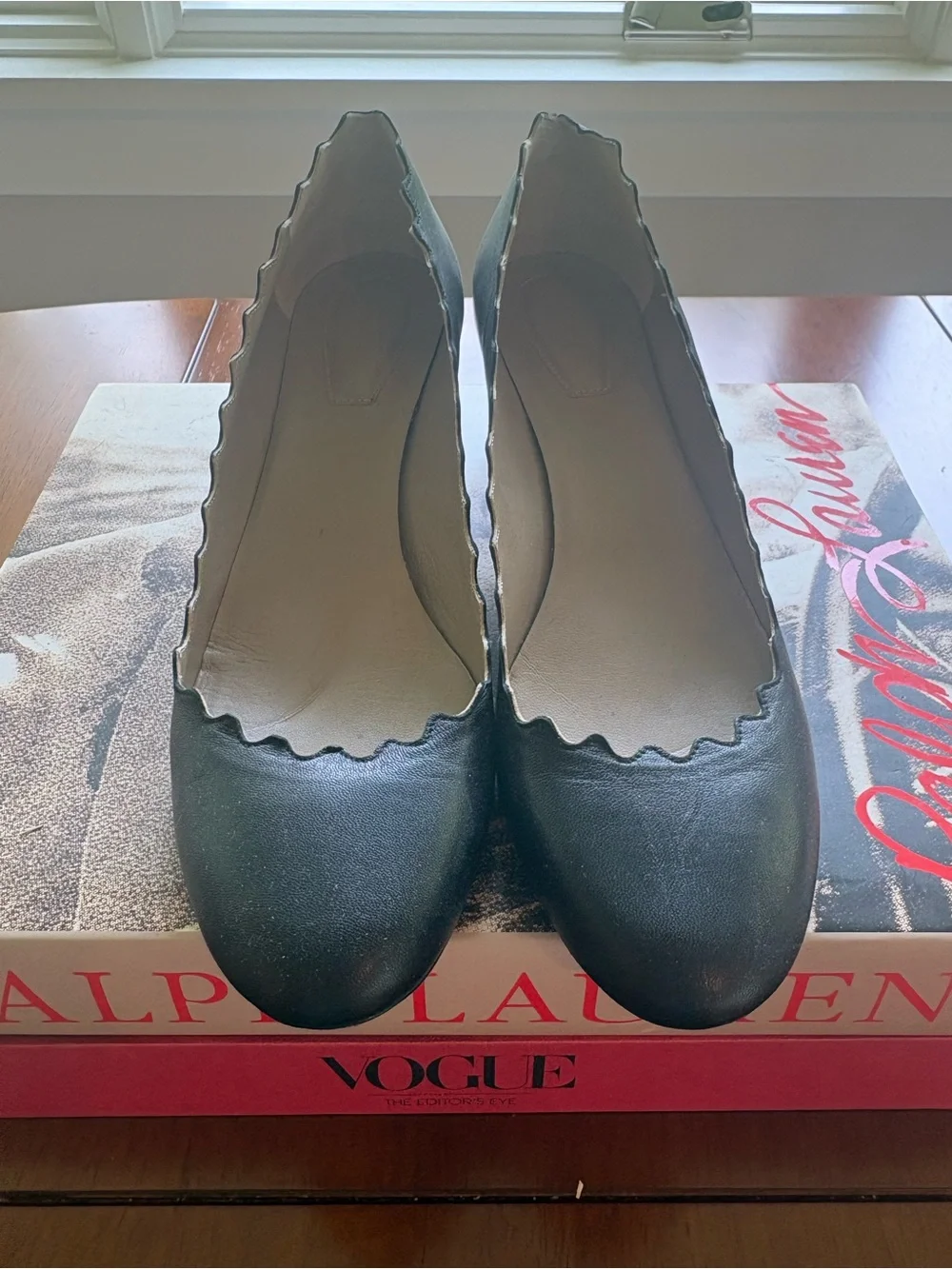 Chloe Black Scalloped Leather Heels